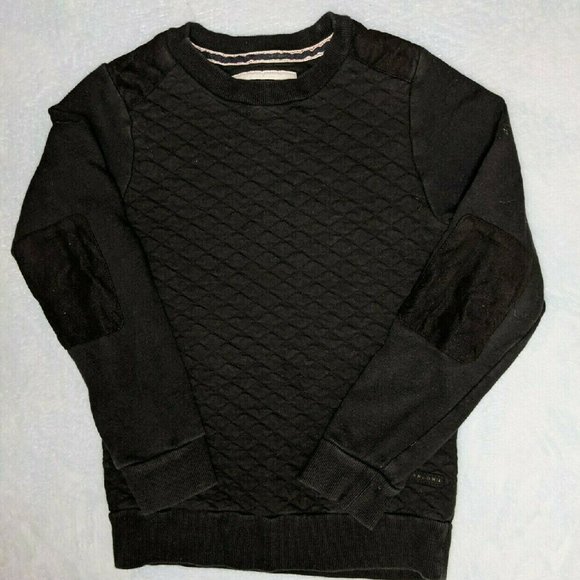 Sean John Black Quilted Sweatshirt Elnow Patches Small 8 - Picture 1 of 5